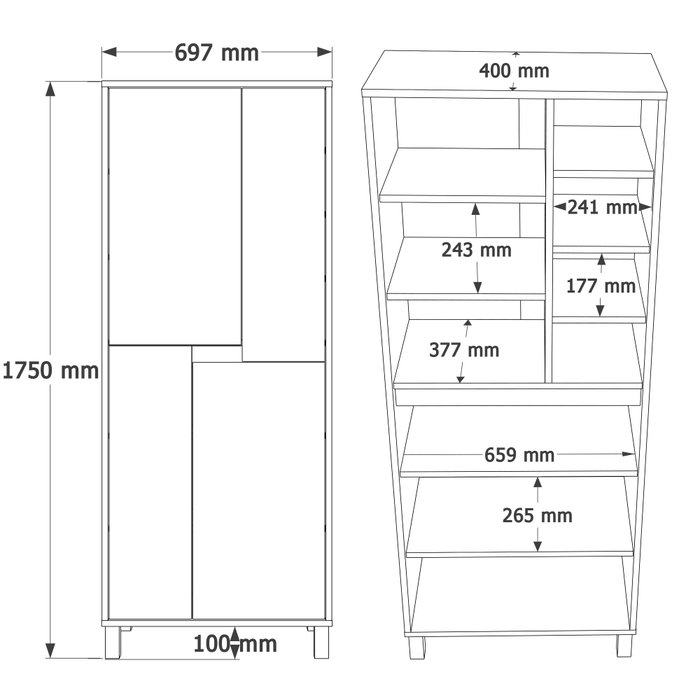 Hanah Home Armario Multiusos Nord - ND15-SW Blanco, Roble y Gris